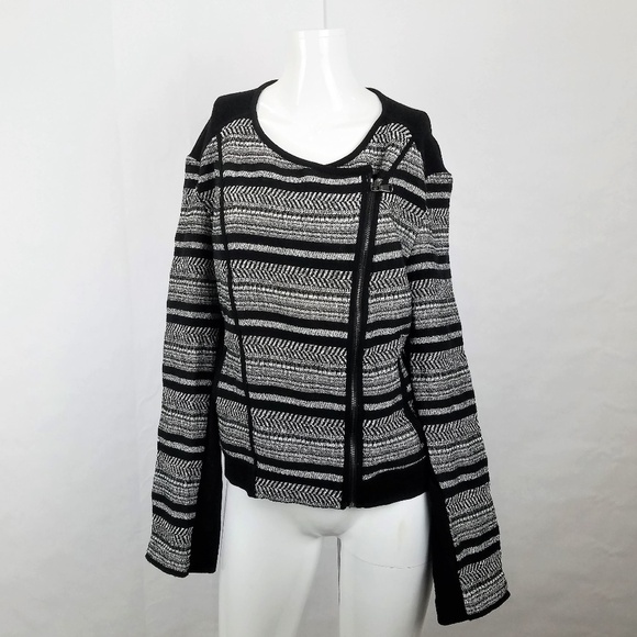 Lou & Grey Size XL Black and Gray Asymmetrical Zip Moto Jacket - Picture 1 of 5